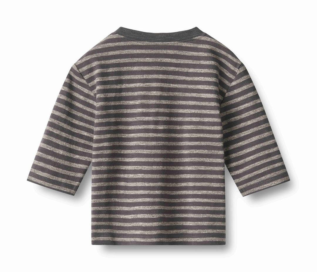 WHEAT – Ross Long Sleeve TShirt in Charcoal Stripe