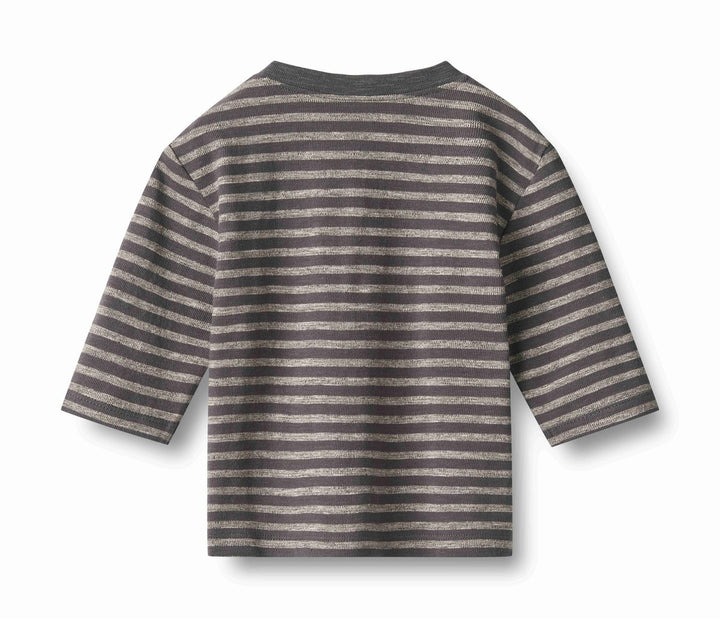 WHEAT – Ross Long Sleeve TShirt in Charcoal Stripe
