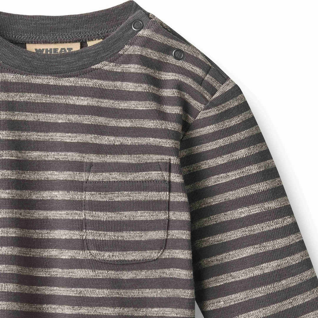 WHEAT – Ross Long Sleeve TShirt in Charcoal Stripe