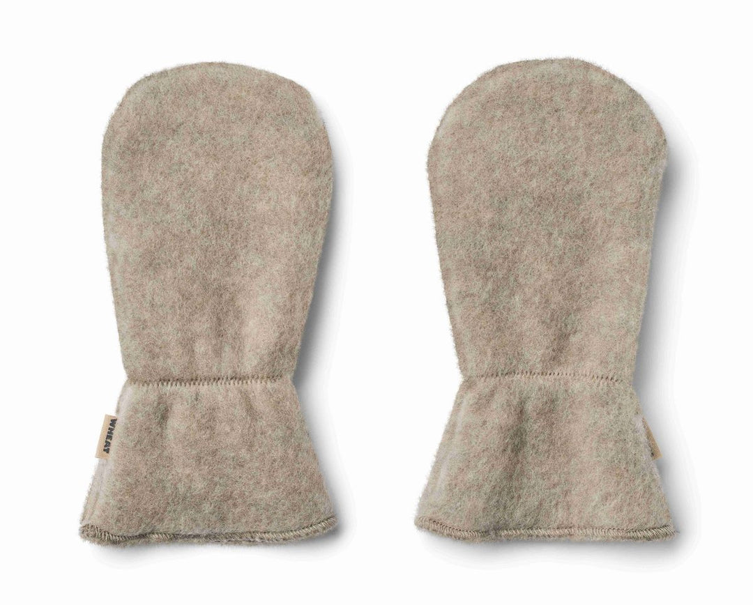 WHEAT – Jay Wool Fleece Mittens in Kaki Melange