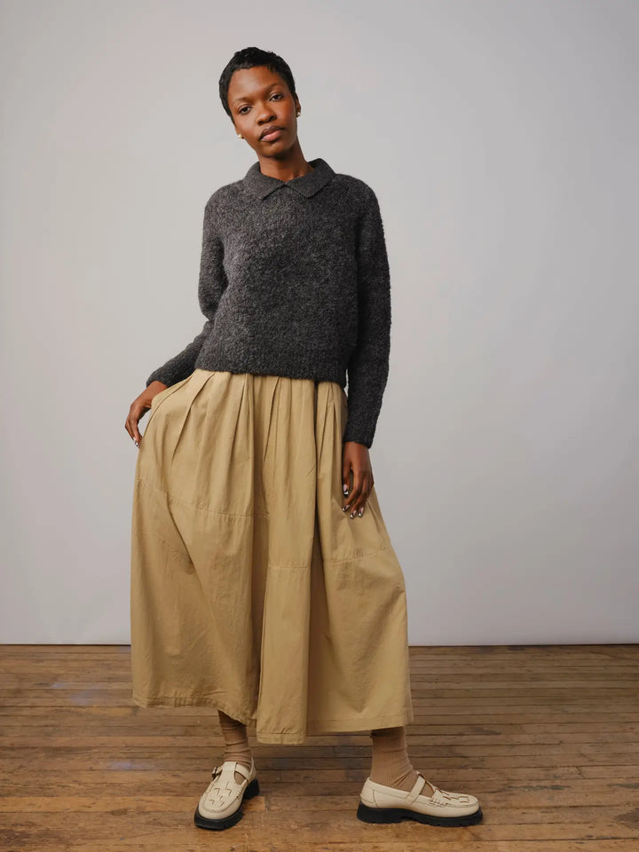 The Endery - The Ramona Boucle Polo Sweater in Anthracite