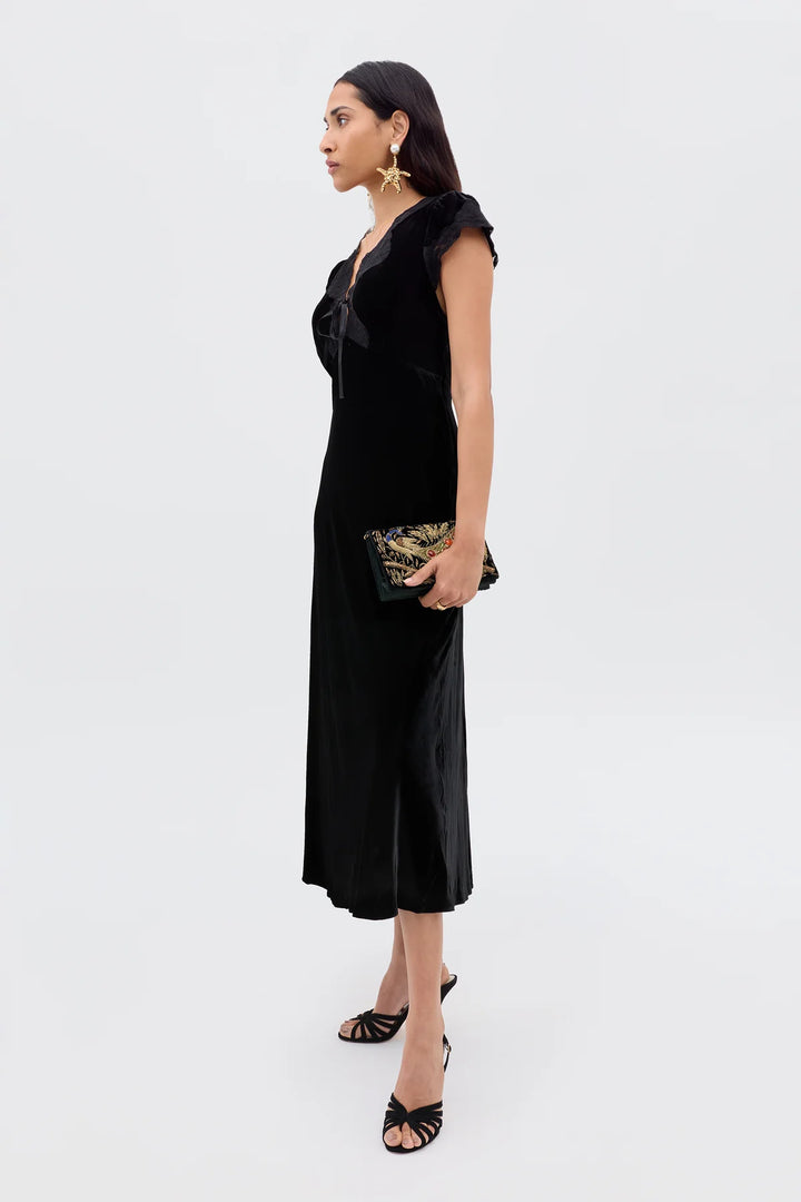RIXO - Amari Dress in Black Velvet