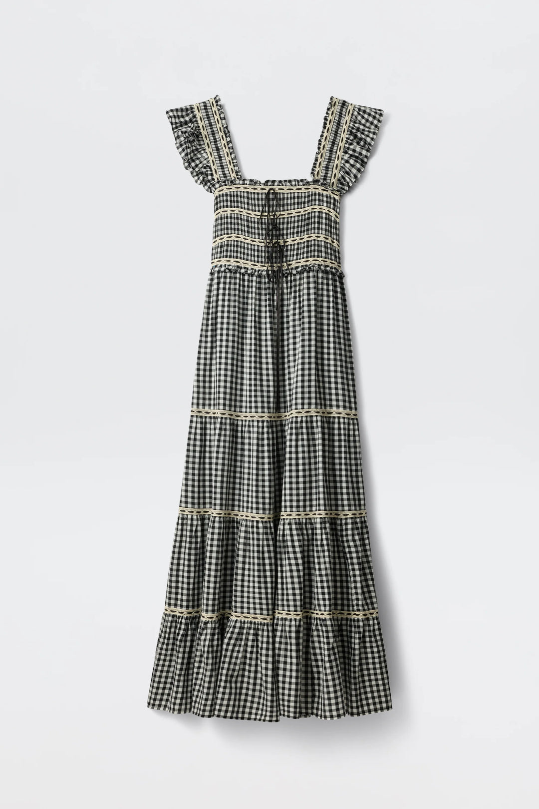 RIXO - Chandra Cotton Midi Dress in Black Check
