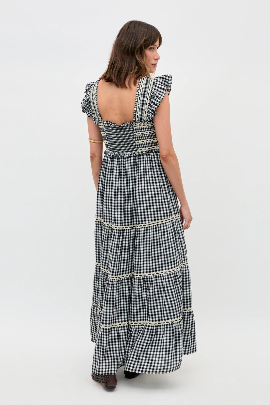 RIXO - Chandra Cotton Midi Dress in Black Check