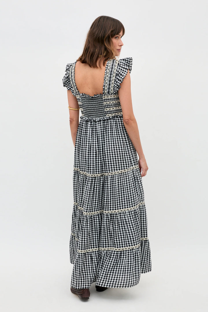 RIXO - Chandra Cotton Midi Dress in Black Check