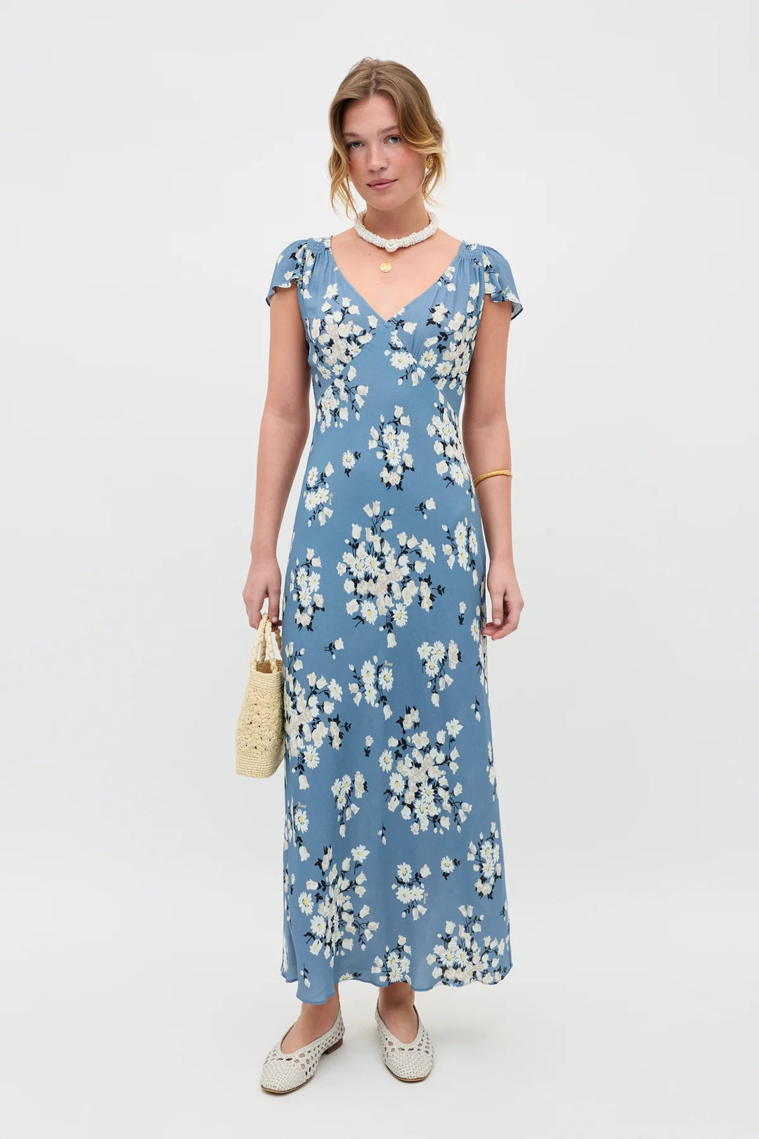 RIXO - Cathy Dress in Amelia Bouquet Blue