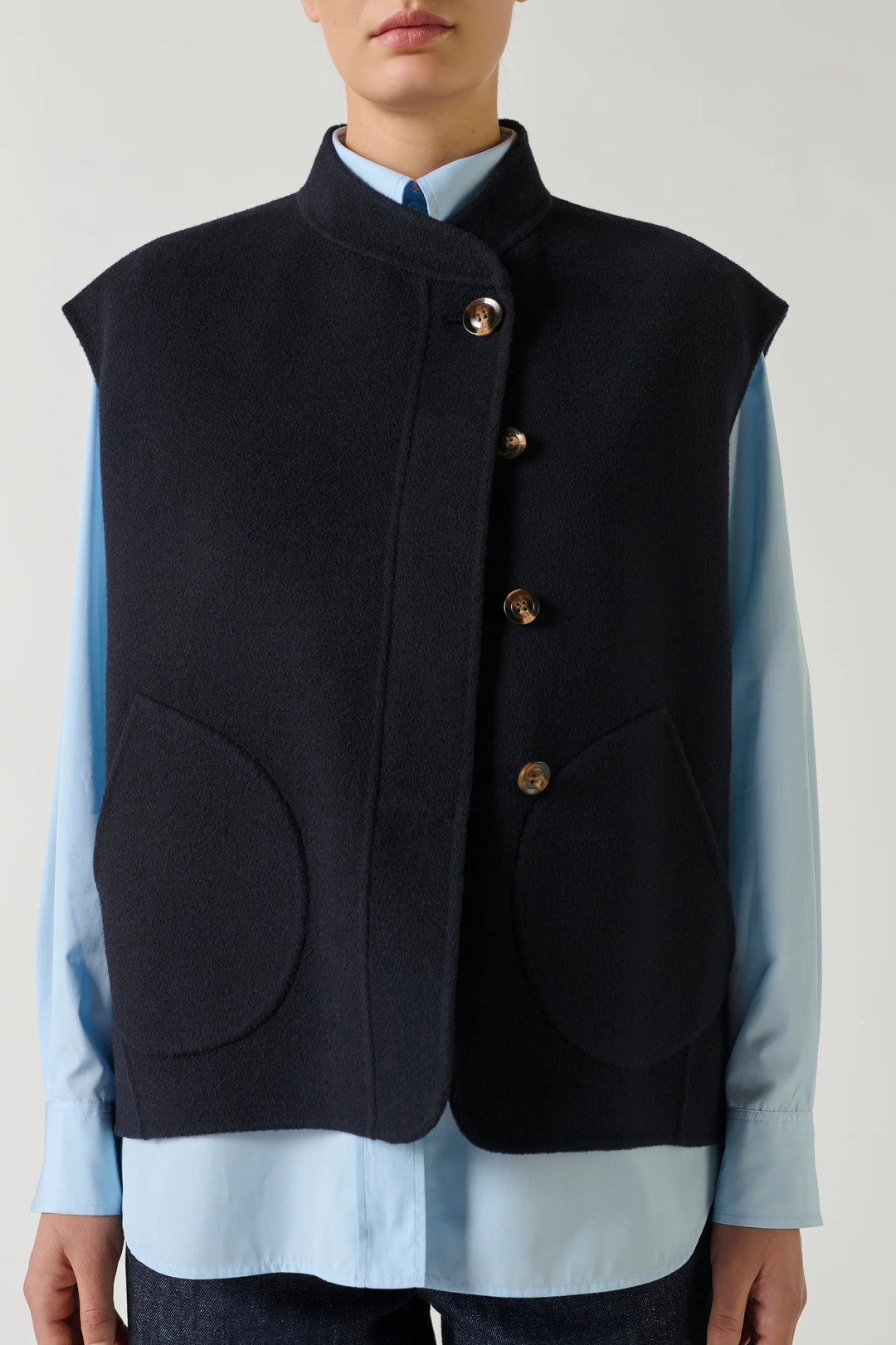 Soeur – Adeline Vest Jacket in Deep Navy