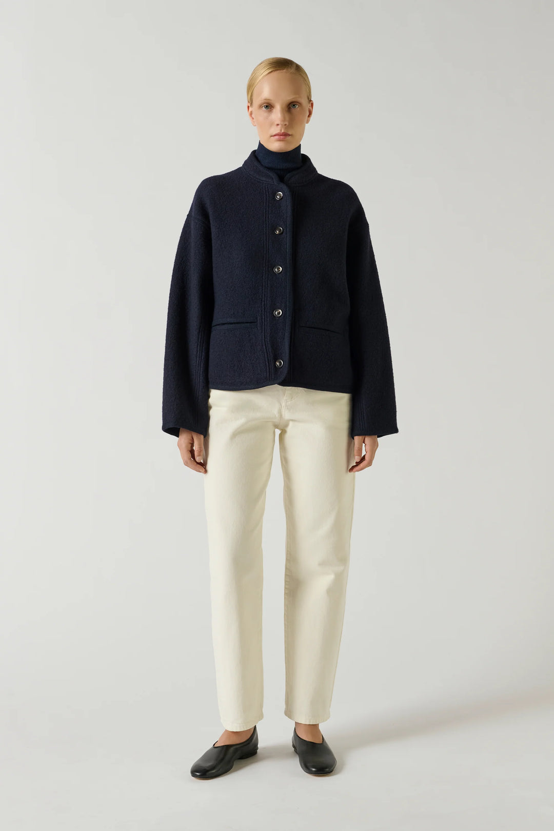 Soeur – Olympe Boiled Wool Jacket in Navy