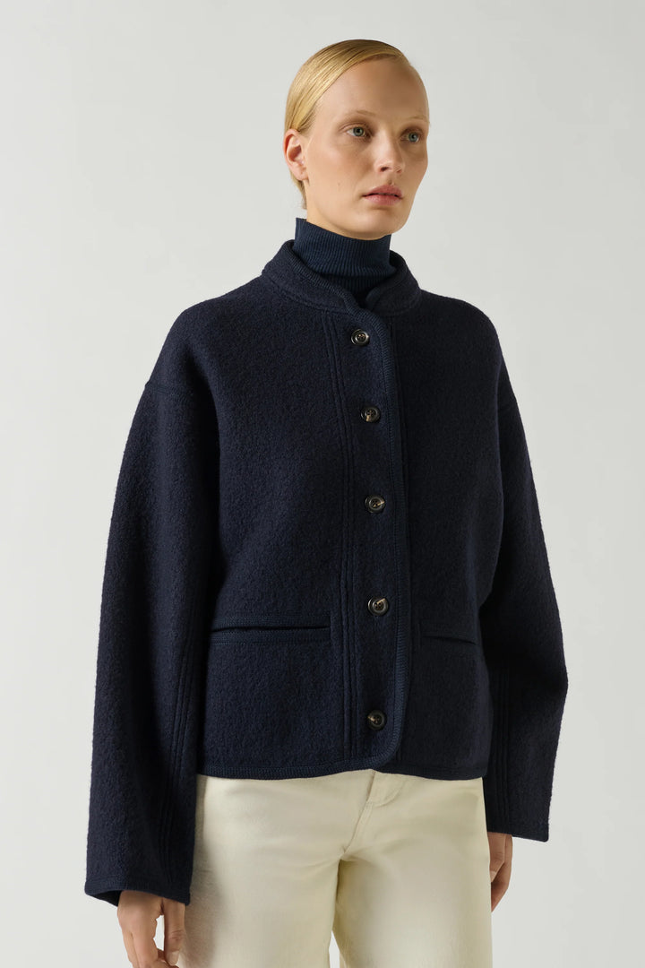 Soeur – Olympe Boiled Wool Jacket in Navy