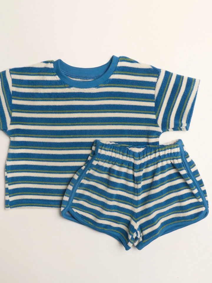 Winnie + Crew - Sterling Set in Thin Blue Green Stripe