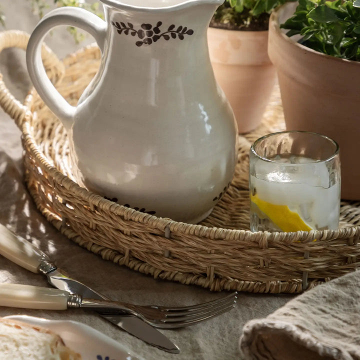 Villa Lua - Hand Painted Margot Pitcher in Brown Flowers