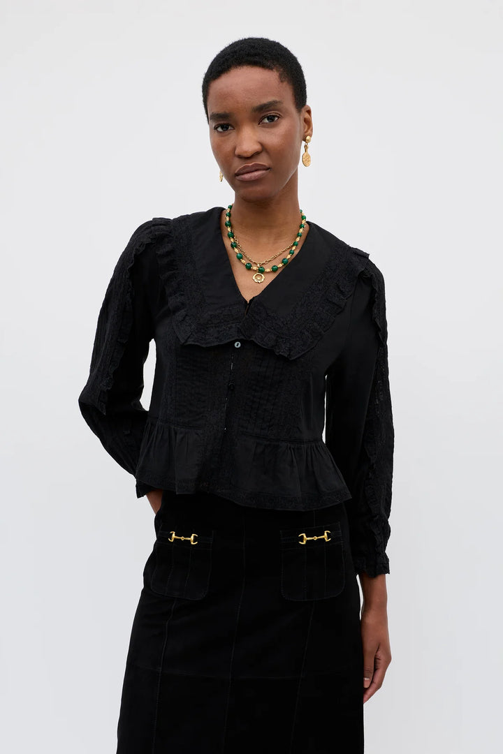 RIXO - Maribelle Blouse in Black