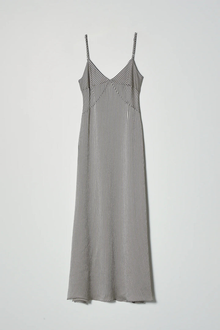 Atelier Delphine – Quinn Dress in Beige / Black Stripe