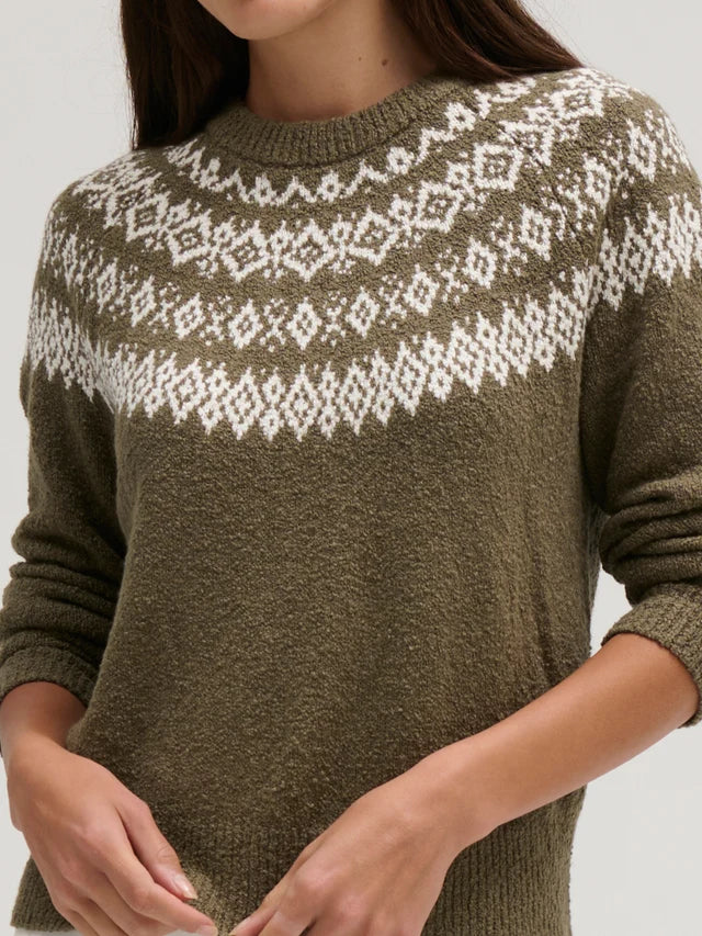 Margaret O'Leary – Nordic Cotton Pullover in Olive