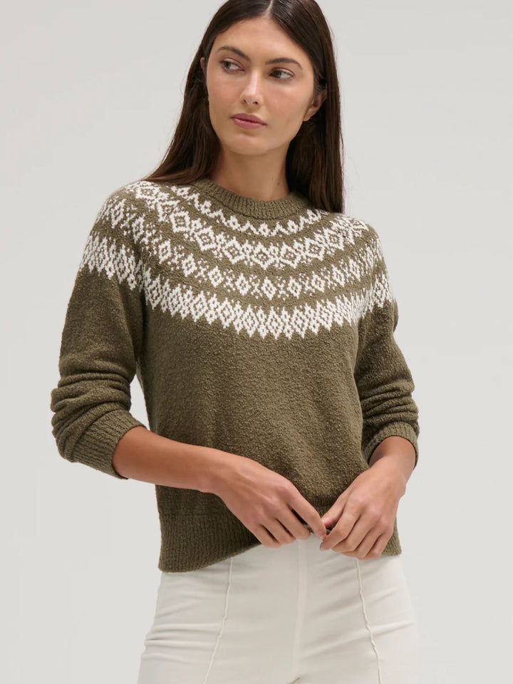 Margaret O'Leary – Nordic Cotton Pullover in Olive