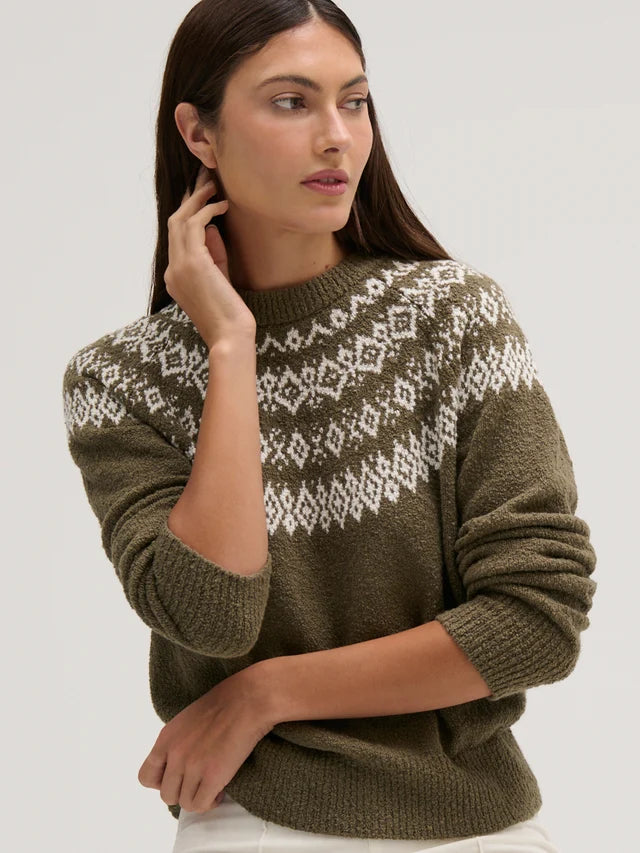 Margaret O'Leary – Nordic Cotton Pullover in Olive