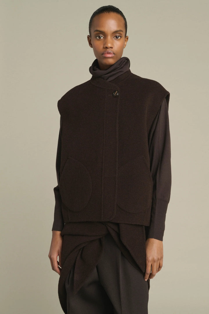 Soeur – Adeline Vest Jacket in Dark Brown