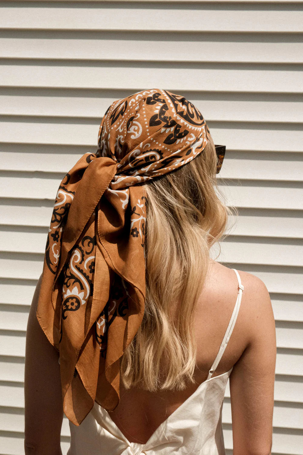 Maison Lecomte Flament – Cotton Bandana Scarf in Camel