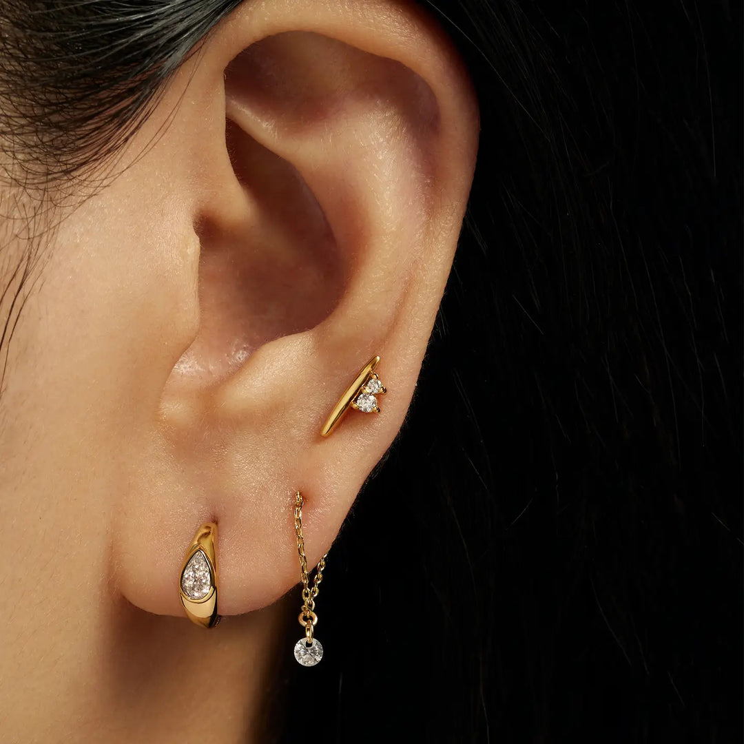 Mod + Jo - Tally Pear Huggie Hoops in Cubic Zirconia