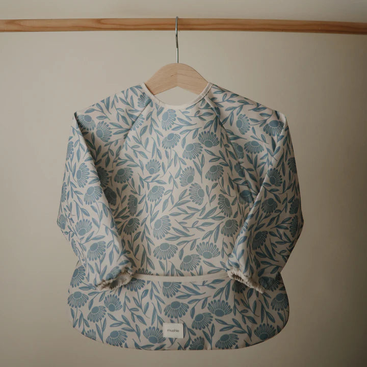 Mushie - Long Sleeve Bib in Blue Flowers