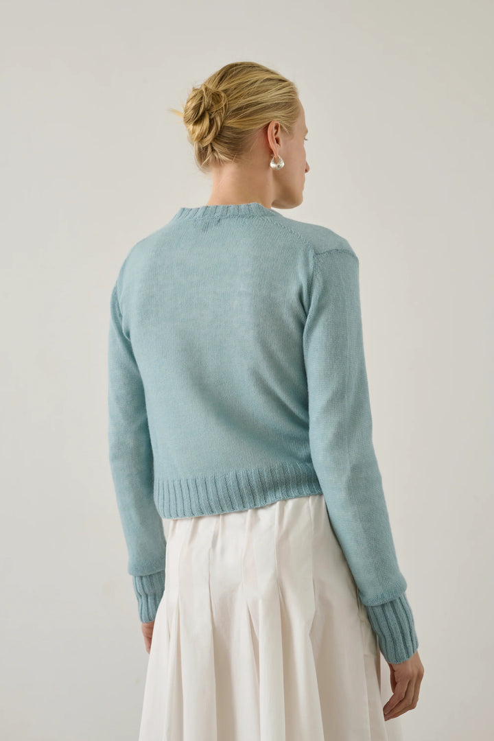 Soeur – Griffith Sheer Merino Wool Cardigan in Celadon Blue