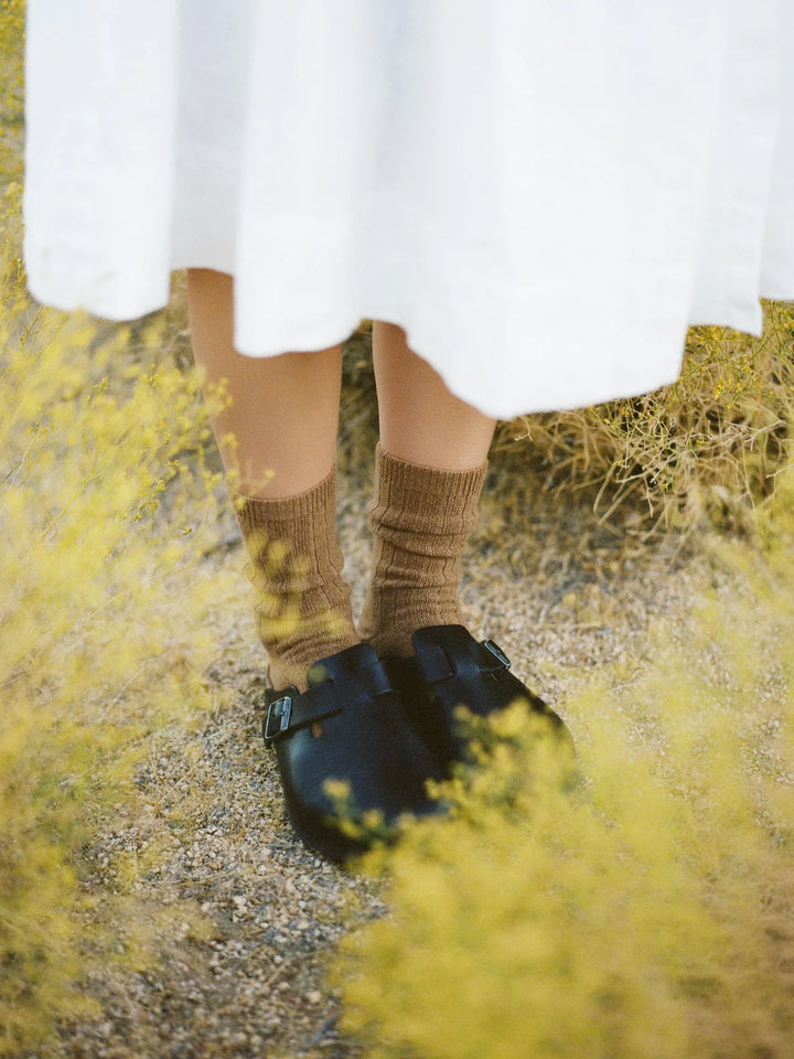 Hansel from Basel - Italia Cashmere Cozy Rib Crew Socks in Camel