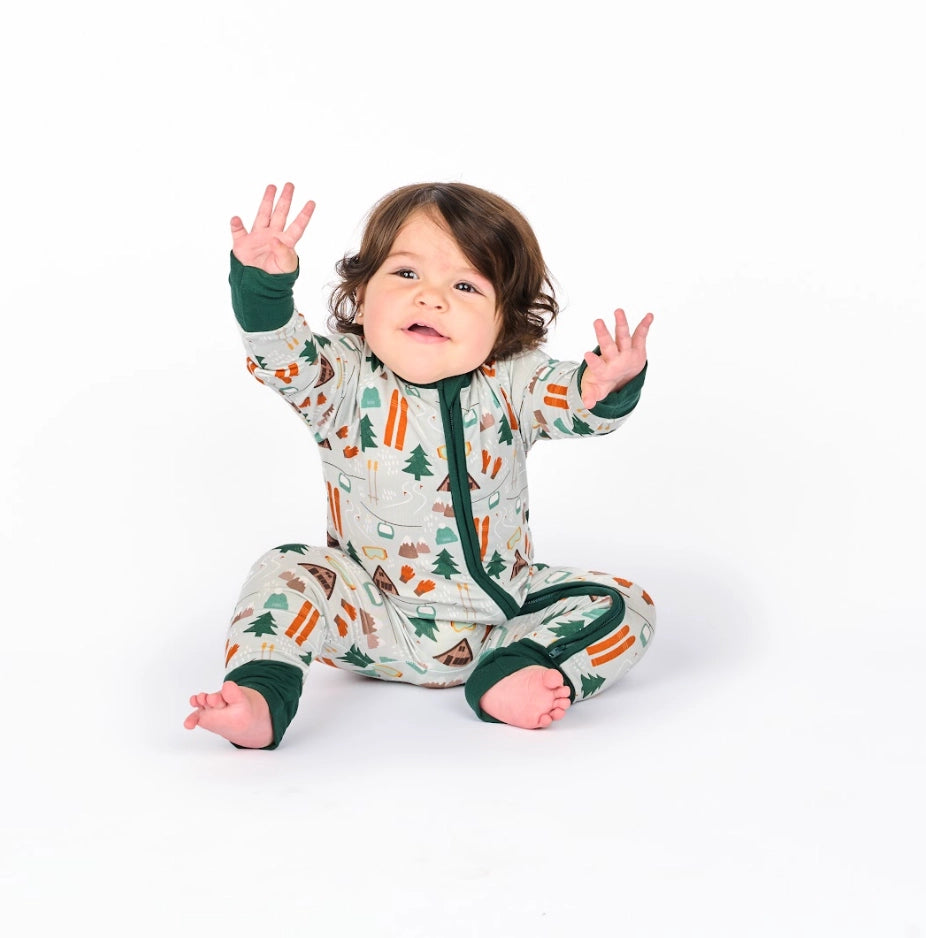 Emerson and Friends - Ski Day Winter Bamboo Convertible Baby Pajamas