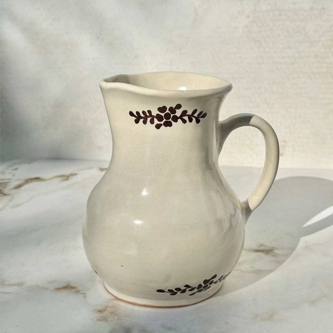 Villa Lua - Hand Painted Margot Pitcher in Brown Flowers