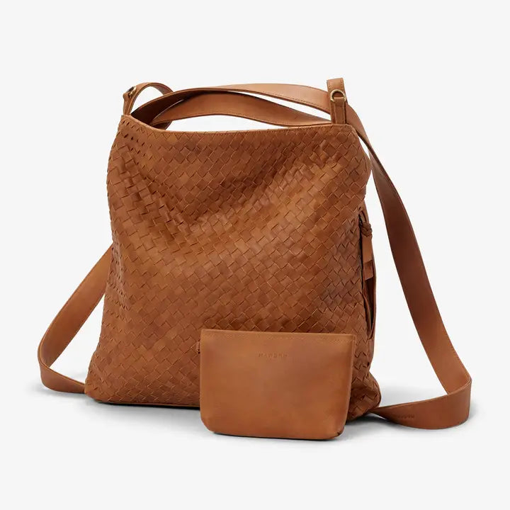 MANDRN - Woven Evra Tote in Light Saddle