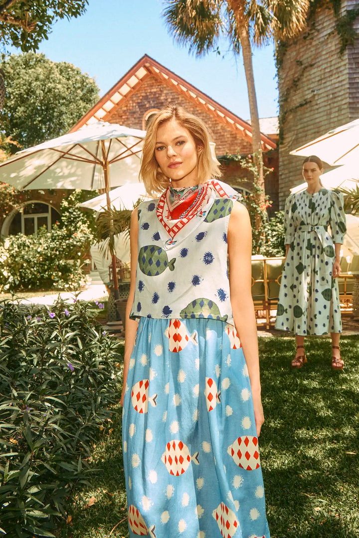 Hunter Bell – Printed Scarf in Coastal Village