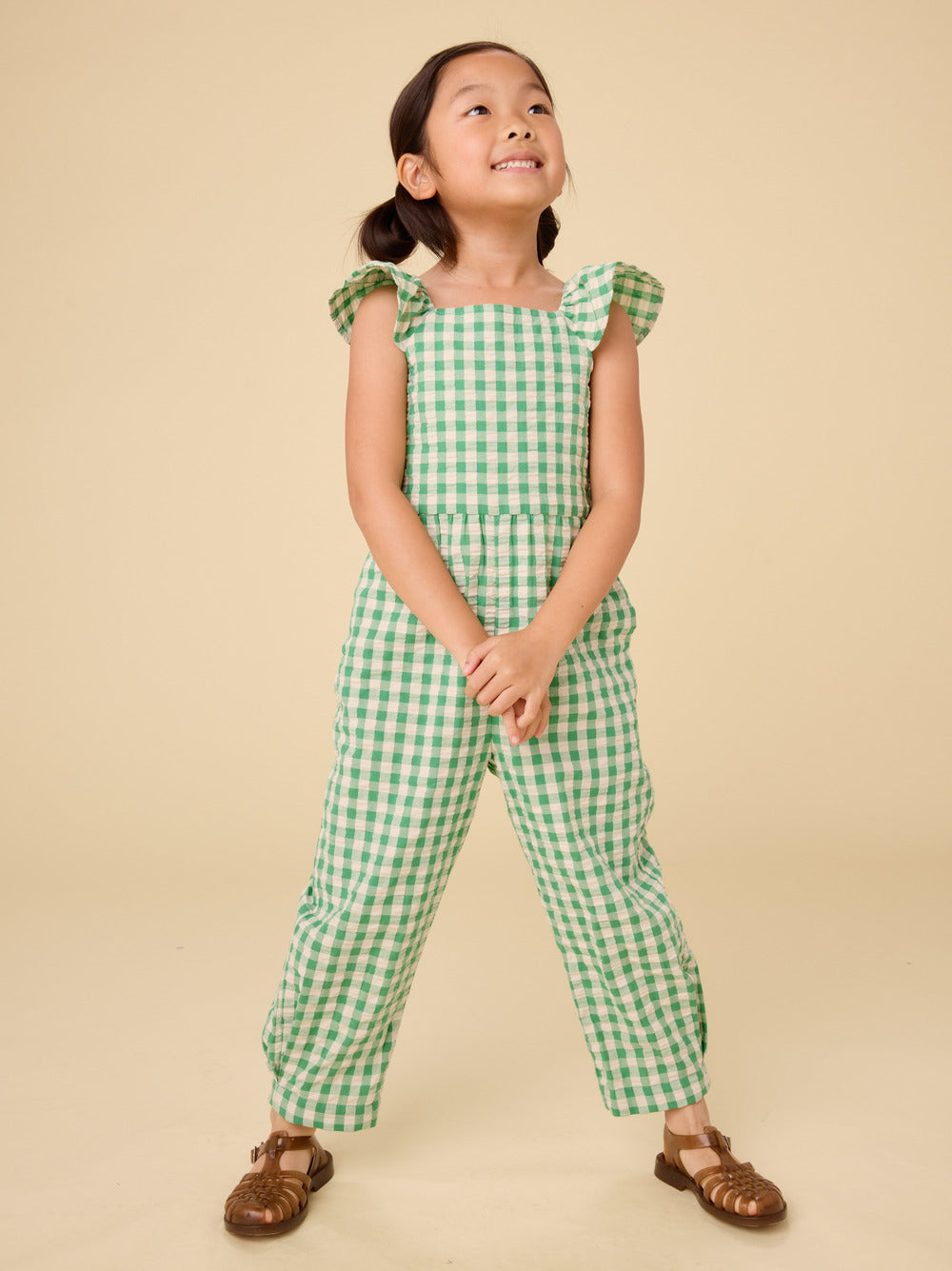 Tea Collection – Flutter Strap Jumpsuit in Garden Party Check
