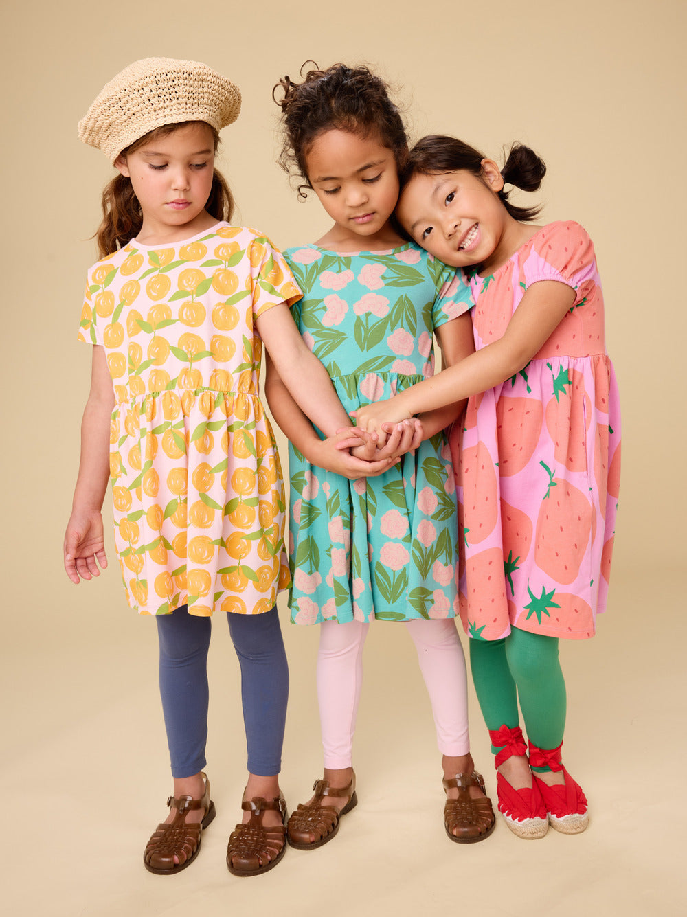 Tea Collection – Short Sleeve Twirl Dress in Valencia Orange