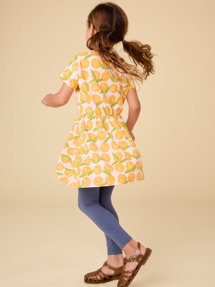 Tea Collection – Short Sleeve Twirl Dress in Valencia Orange