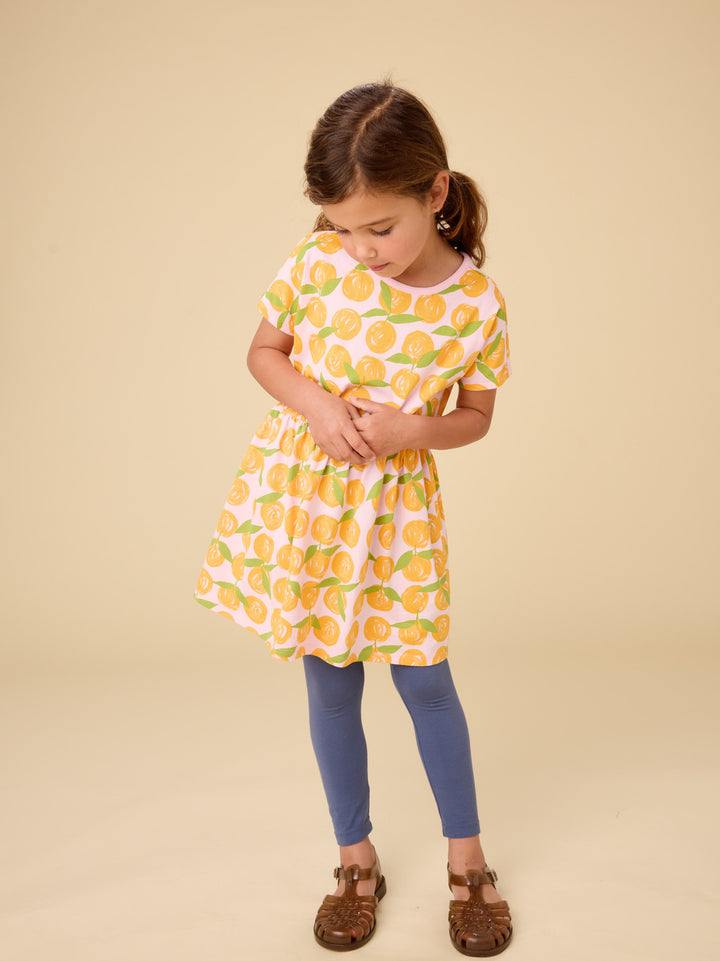 Tea Collection – Short Sleeve Twirl Dress in Valencia Orange