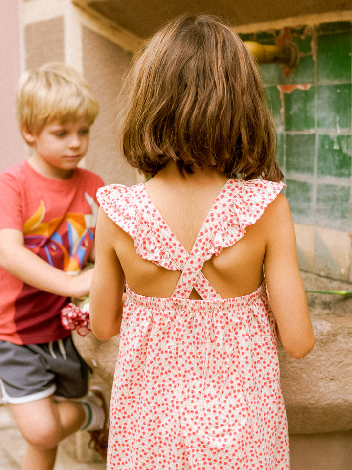 Tea Collection – Ruffle Strap Dress in Mini Rose Toss