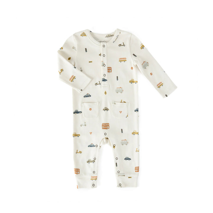 Pehr – Henley Patch Pocket Romper in Rush Hour