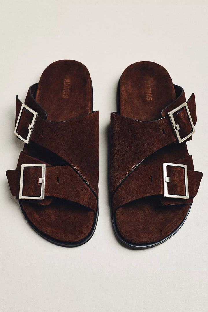ALOHAS - Alba Suede Leather Sandals in Brown