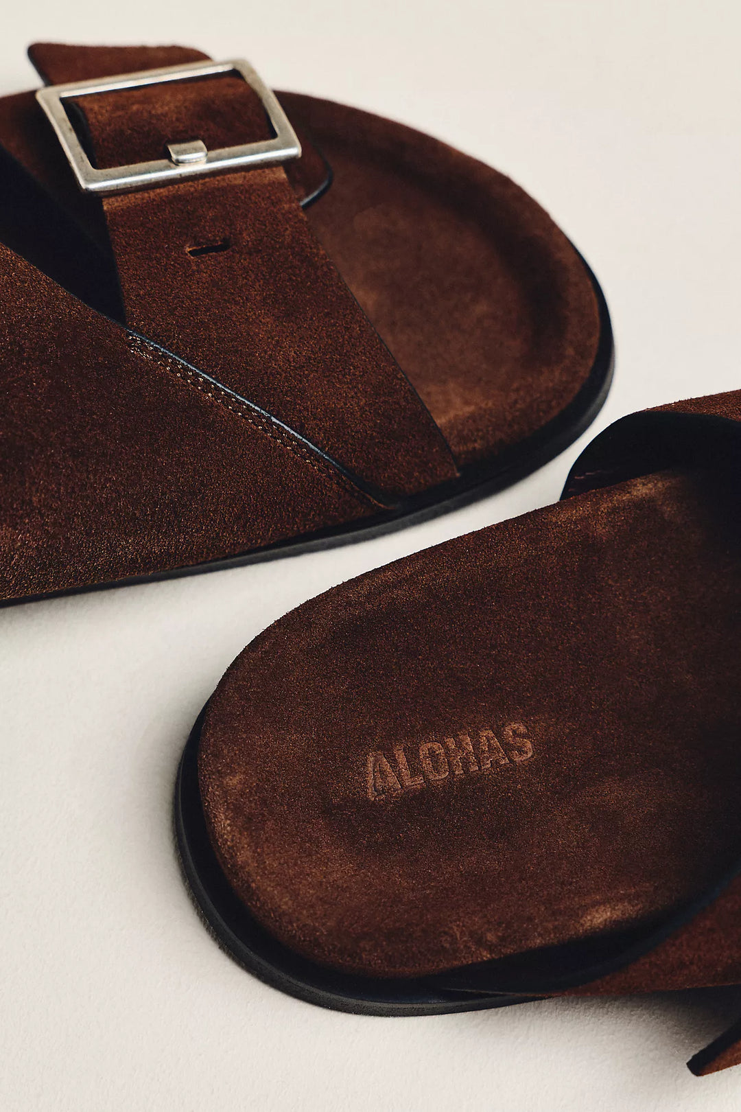 ALOHAS - Alba Suede Leather Sandals in Brown
