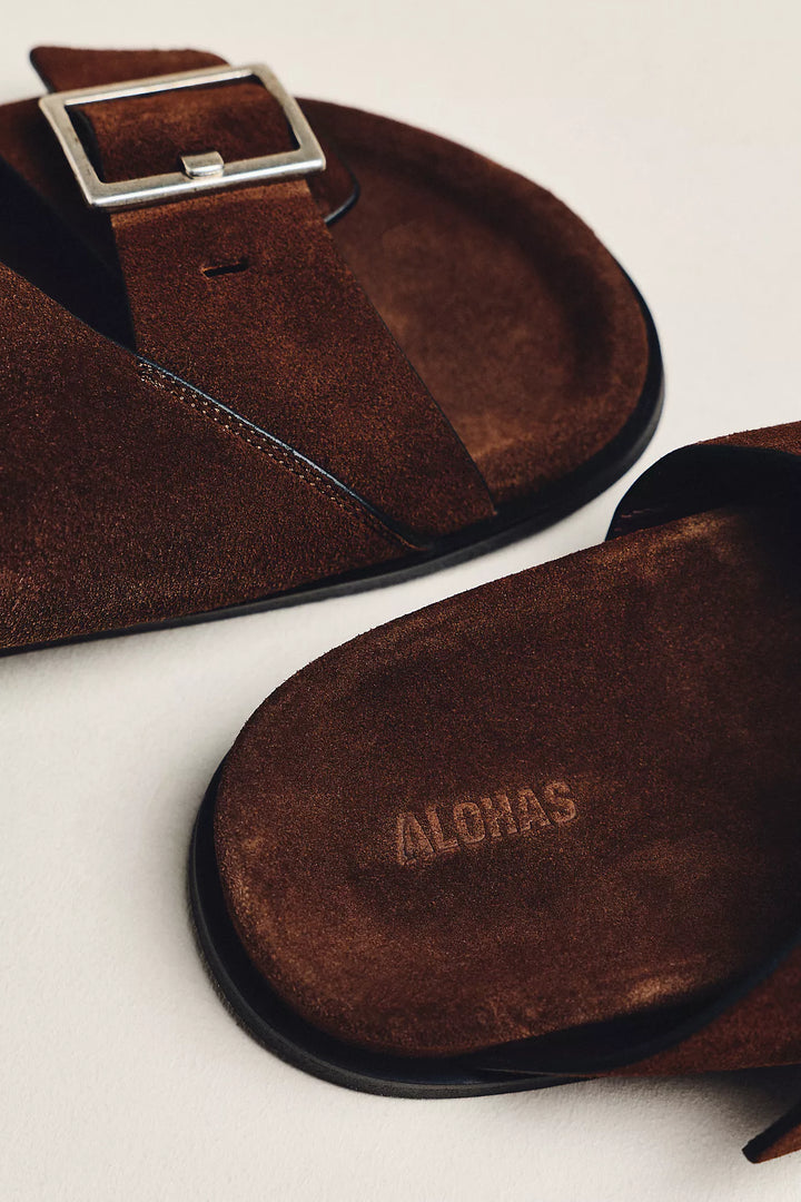 ALOHAS - Alba Suede Leather Sandals in Brown