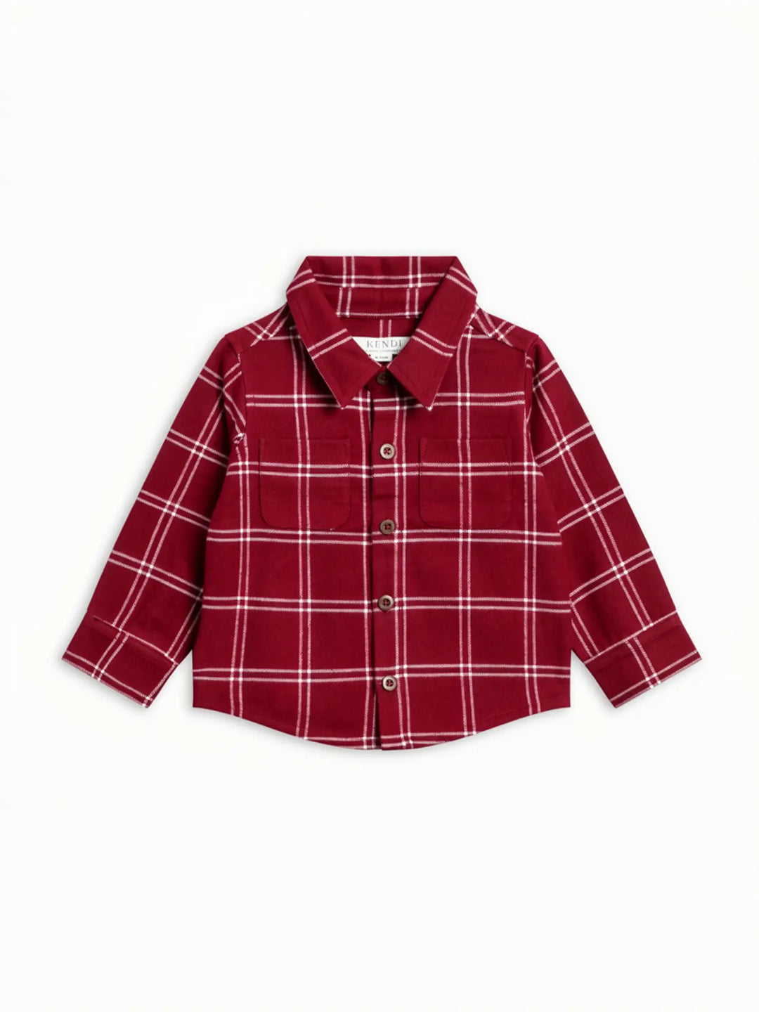 Colored Organics - Hugo Flannel Long Sleeve Collared Button Down Shirt in Pomegranate Plaid