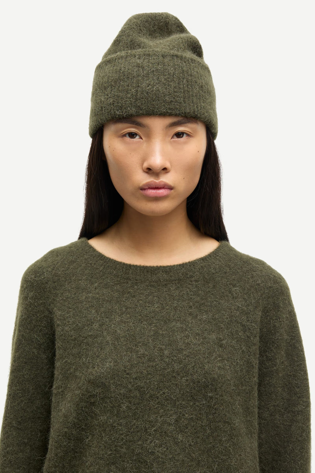 Samsoe Samsoe – Nor O-N Short Sweater in Dark Evergreen
