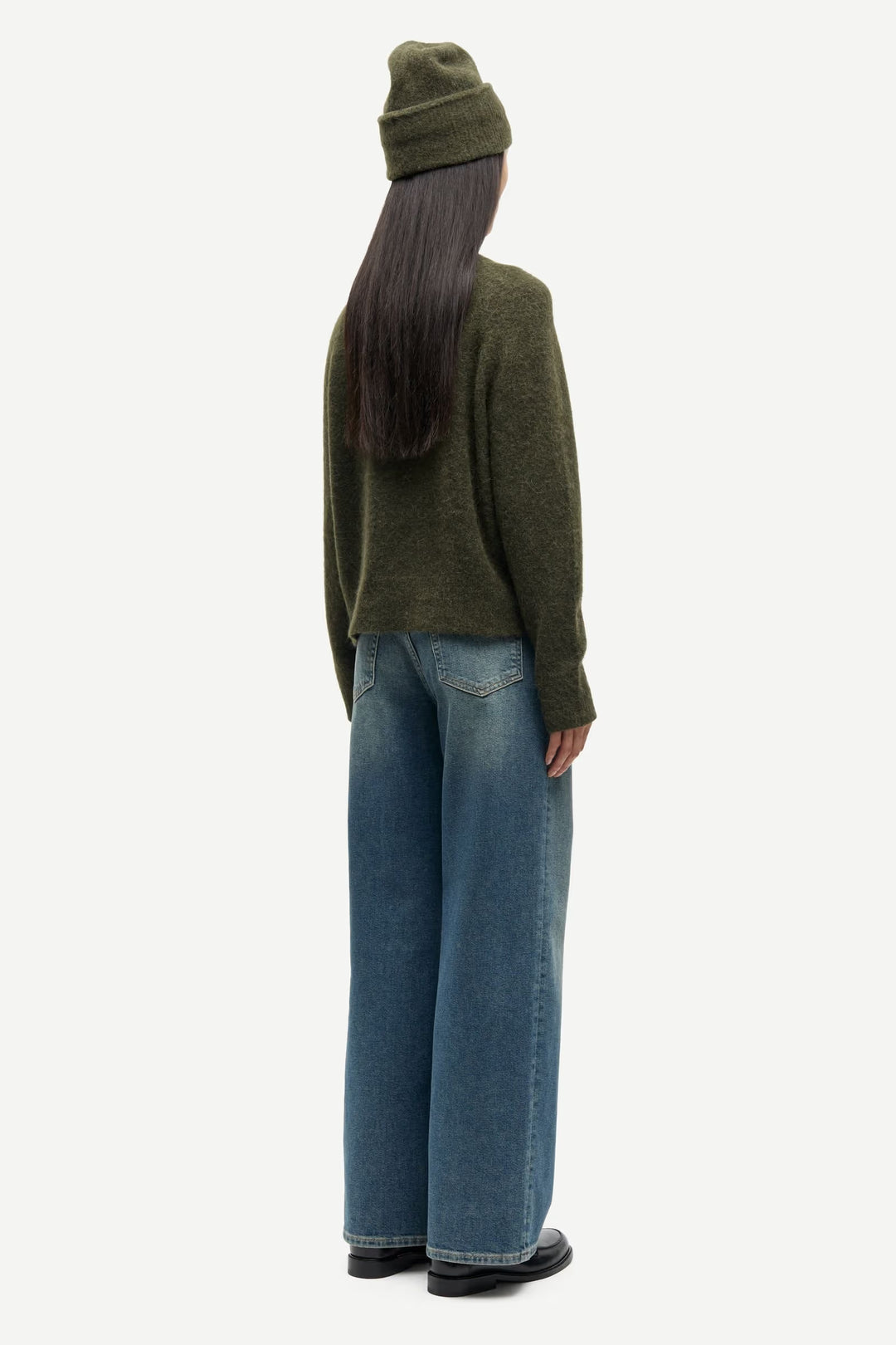 Samsoe Samsoe – Nor O-N Short Sweater in Dark Evergreen