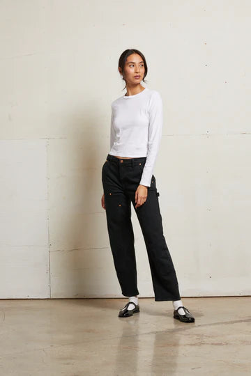 Perfect White Tee - Jamie Long Sleeve Crew Neck in White