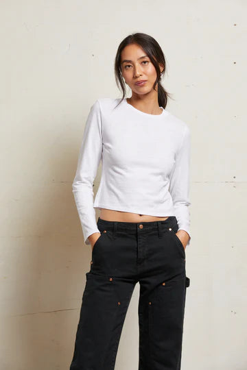 Perfect White Tee - Jamie Long Sleeve Crew Neck in White