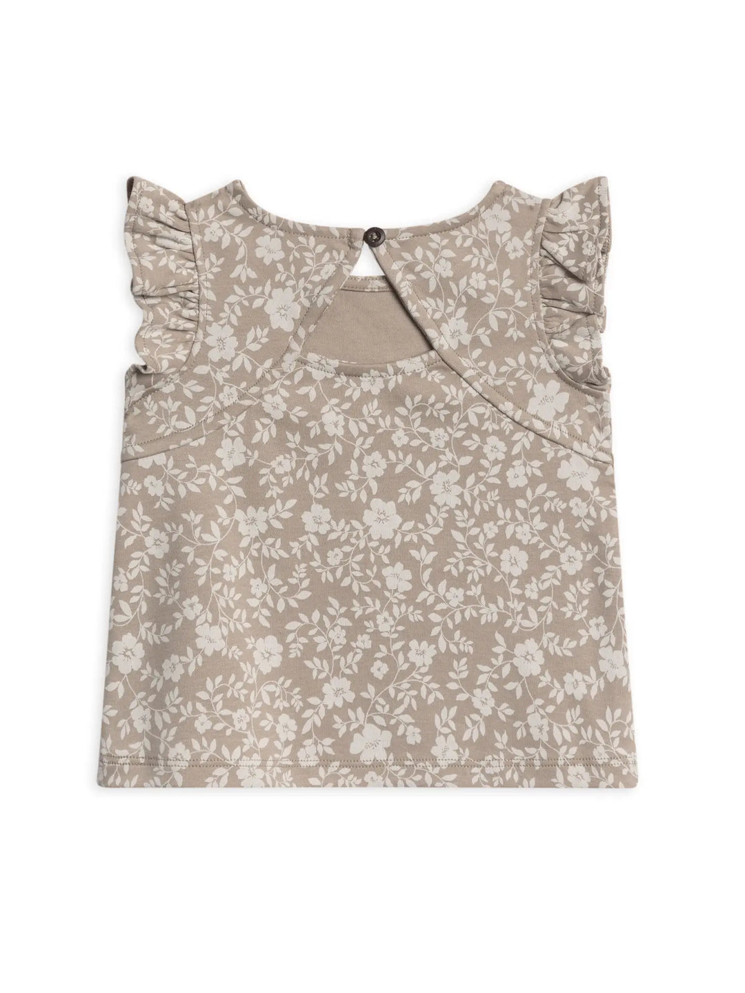 Colored Organics - Organic Ella Ruffle Sleeve Tank in Nicola Floral/Beige