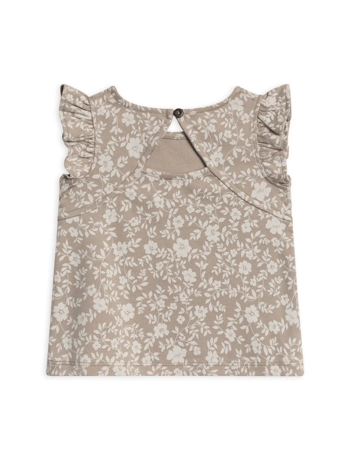 Colored Organics - Organic Ella Ruffle Sleeve Tank in Nicola Floral/Beige