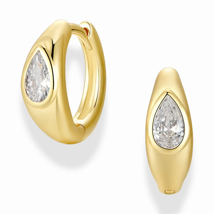 Mod + Jo - Tally Pear Huggie Hoops in Cubic Zirconia