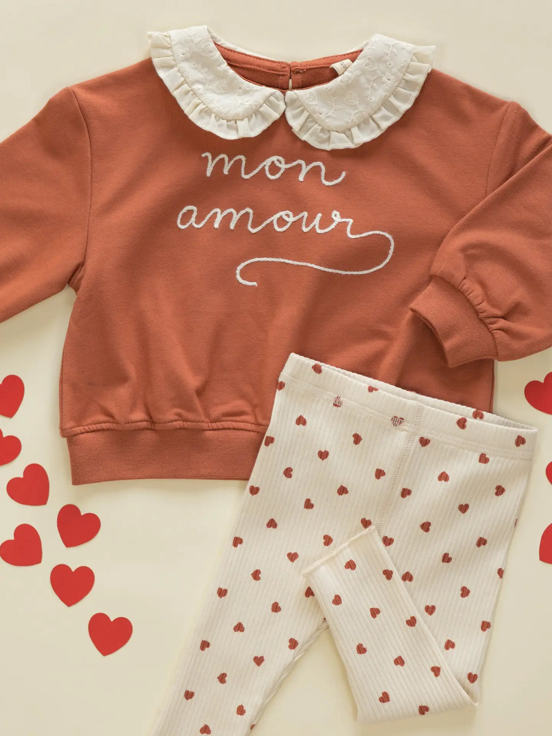 Quincy Mae – Collared Sweatshirt in Mon Amour