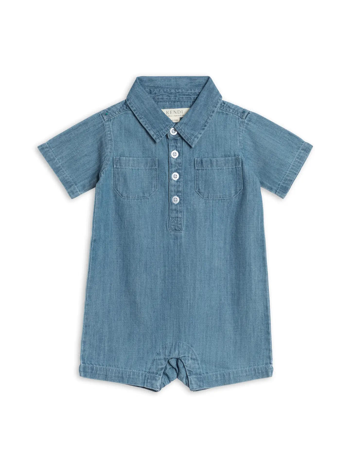 Colored Organics – Ted Chambray Collared Romper
