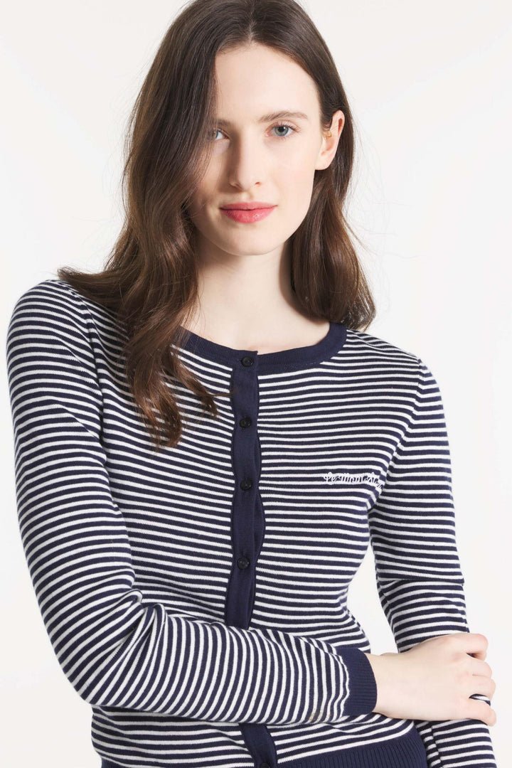 Le Mont Saint Michel - Grada Striped Cardigan in Navy